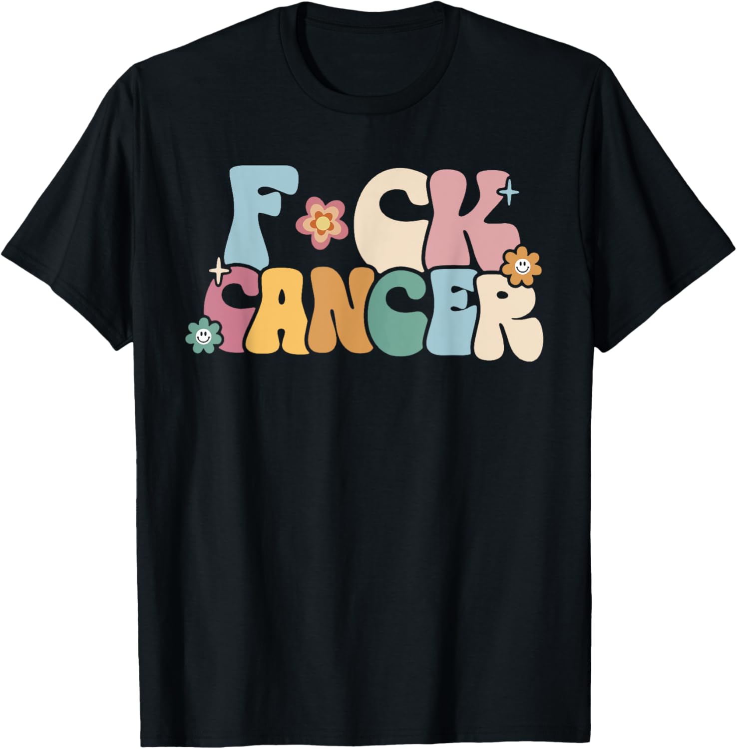 F Ck Cancer Groovy Retro T-Shirt