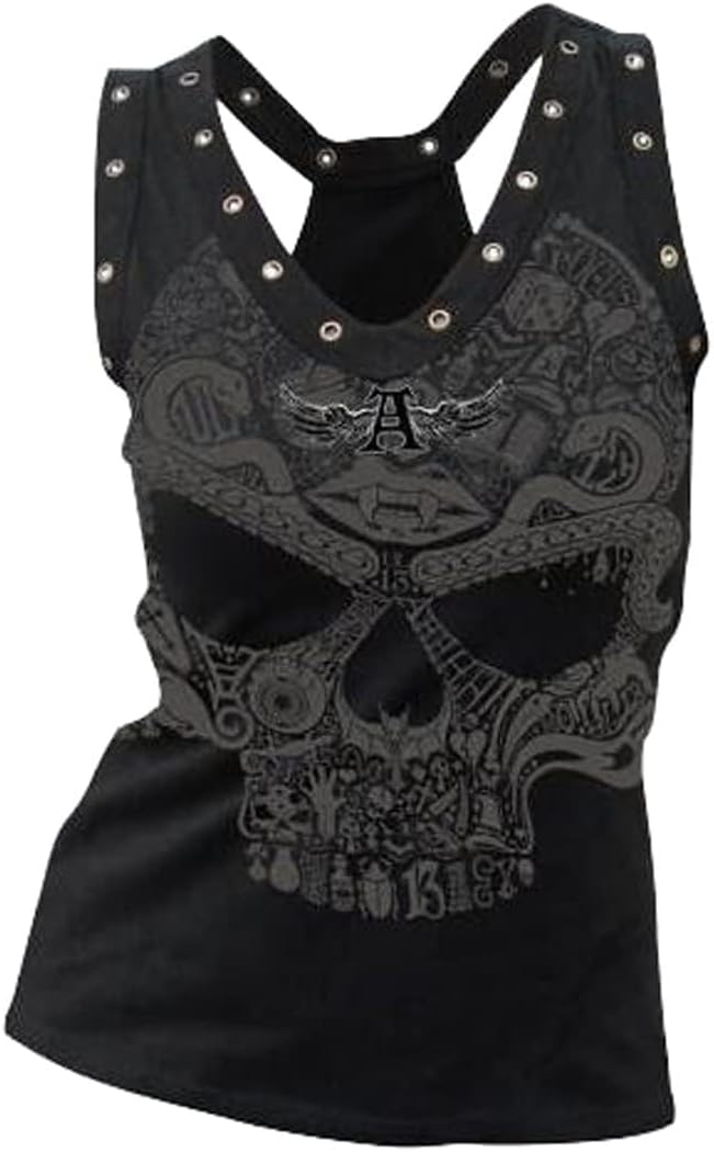 Fensajomon Skull Shirts For Women Tank Tops Sleeveless Workout Summer Printed Loose Running T-Shirt Vest