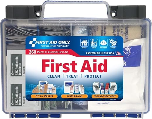 First Aid Only 91248 Osha-Compliant All-Purpose 50-Person Emergency First Aid Kit For Home, Work, And Travel, 260 Pieces