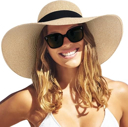 Furtalk Womens Sun Straw Hat Wide Brim Upf 50 Summer Hat Foldable Packable Floppy Beach Hats For Women