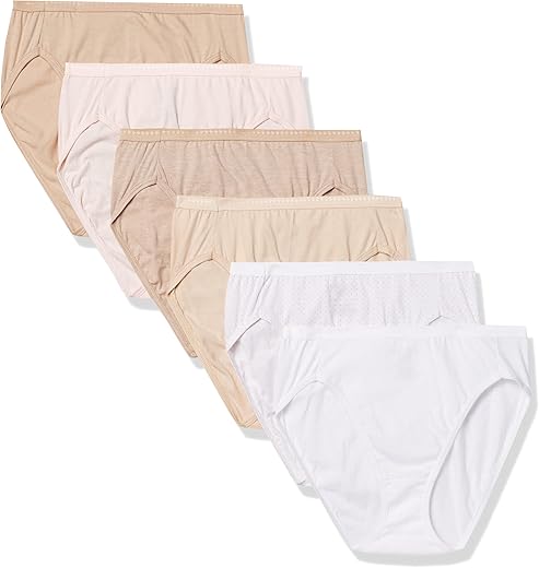 Hanes Ultimate Women'S High-Waisted Panties, Moisture-Wicking Cotton Briefs, High-Rise Underwear, 6-Pack (Colors May Vary)