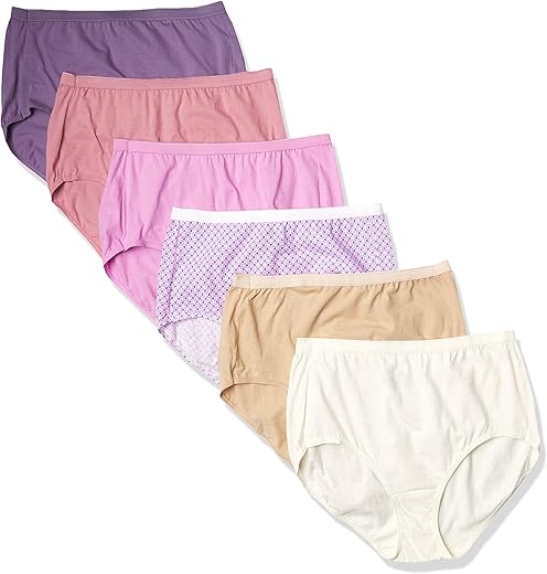 Hanes Womens Just My Size High-Waist Cotton Brief Underwear, High-Rise Brief, 6-Pack (Colors May Vary)