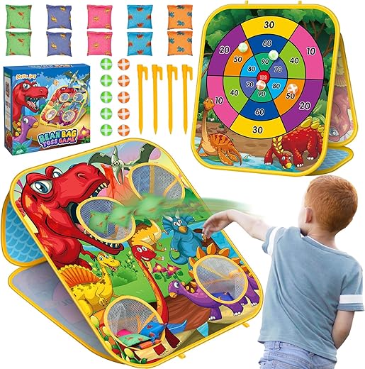 Hellojoy Bean Bag Toss Game Kids Outdoor Toys,Double-Sided Foldable Cornhole Board Backyard Beach Yard Outdoor Toys For Toddler, Outside Lawn Party Activities Toy Gifts For Boys Girls Age 3 4 5 6 7 8