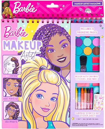 Horizon Group Usa Barbie Makeup Artist Magazine, Create Your Own Hair &Amp; Makeup Looks Using 130+ Stencils, 180+ Stickers, Crayons, Pretend Makeup &Amp; More