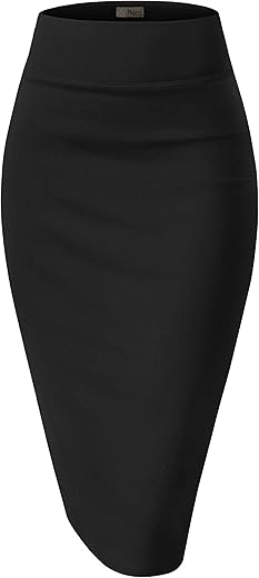 Hybrid &Amp; Company Women Premium Nylon Ponte Stretch Office Pencil Skirt High Waist Made In The Usa Below Knee