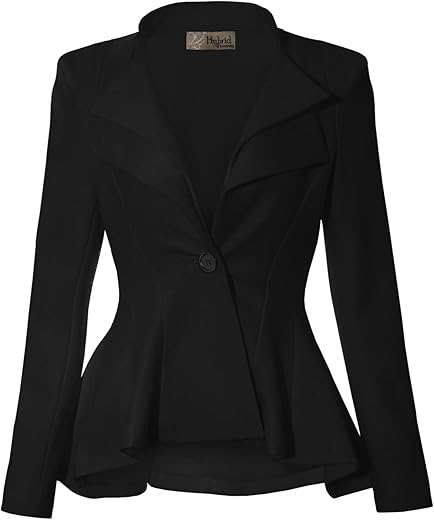 Hybrid &Amp; Company Women'S Casual Work Office Dressy Double Lapel Single Button Peplum Comfortable Blazer