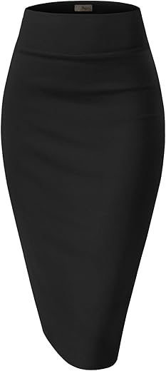 Hybrid &Amp; Company Women'S Premium Nylon Ponte Stretch High Waist Pencil Suit Skirt Below Knee