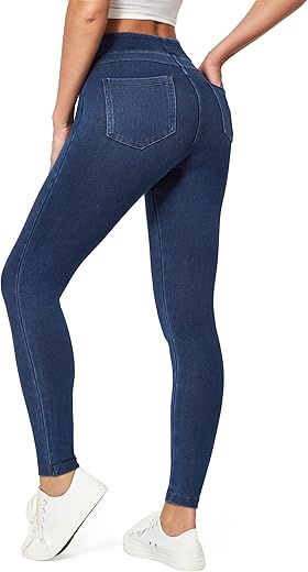 Iuga Jeggings For Women Tummy Control Pull On Stretchy Jeans High Waisted Skinny Jean Leggings With Pockets Trendy Casual