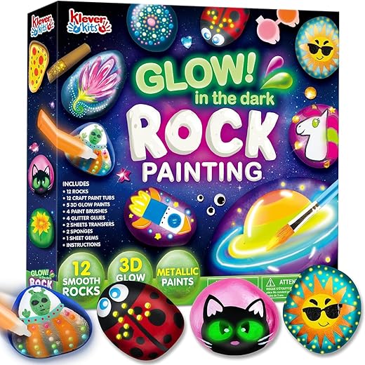 Joyin Rock Painting Kit- Glow In The Dark Rock Kit, Arts And Crafts For Kids Ages 6-12, Art Supplies Toy, Kids Craft Paint Kits, Arts &Amp; Crafts For Boys Girls Birthday Party Gift Toy