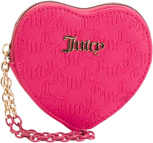 Juicy Couture Heart Zip Around Wristlet (Pink Flash Emboss)