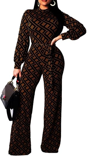 Jumpsuit For Women Sexy Elegant Long Straight Pants Cocktail Printing Jumpsuits Party Club With Zipper