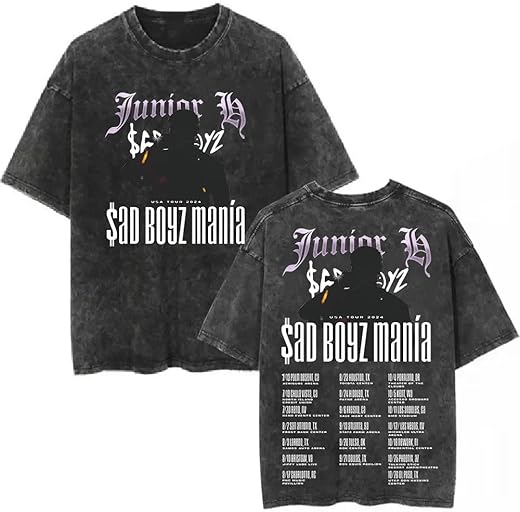 Junior H Sad Boyz Mania Tour T-Shirt Crewneck Short Sleeve Cotton Washed Tee Women Men Streetwear Tops