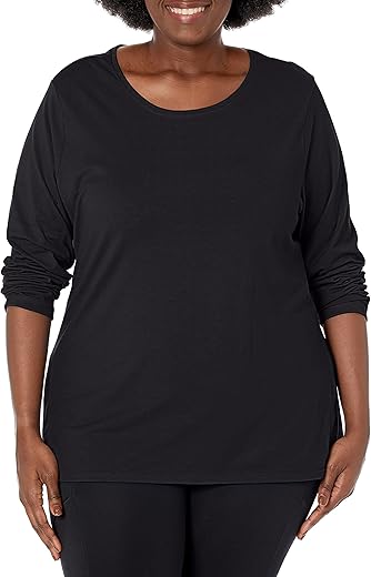 Just My Size Women's T-Shirt, Plus Size Long Sleeve Cotton Tee, JMS Plus Size Scoop-Neck T-Shirt for Women