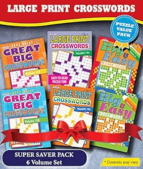 Kappa Super Saver Large Print Crosswords Puzzle Pack-Set Of 6 Full Size Books