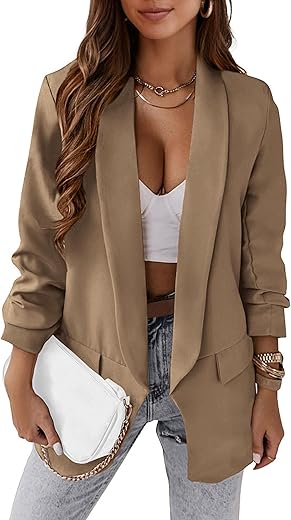 Kirundo Womens Fall Fashion 2024 Casual Blazers Long Sleeve Open Front Work Suit Office Blazer Jackets With Pockets