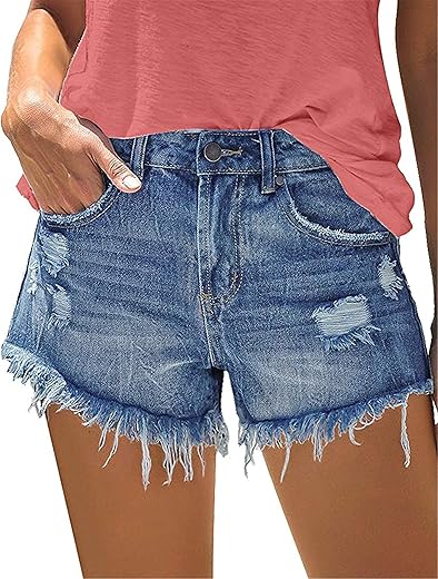 Kissmoda Women'S Casual Denim Shorts Summer Jeans Stretchy Hot Short Pants