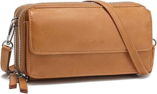 Lanyani Rfid Crossbody Wallet Wristlet Purse With Phone Pocket For Women Vegan Leather