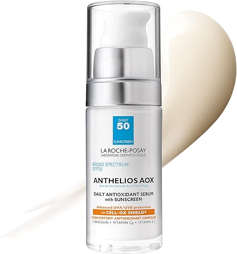 La Roche-Posay Anthelios Aox Daily Antioxidant Serum With Spf, Face Moisturizer With Sunscreen And Vitamin C &Amp; E, Oil Free Face Sunscreen For Sensitive Skin, Moisturizing Sun Protection