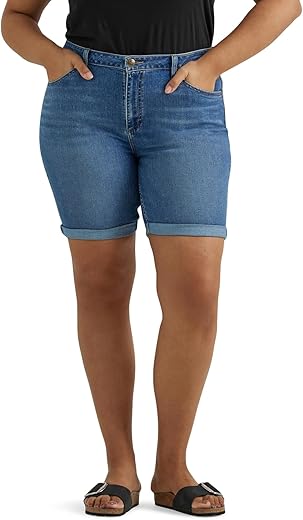 Lee Women'S Plus Size Legendary Rolled Denim Bermuda Short