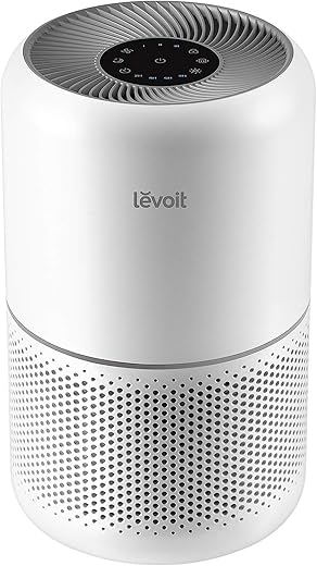 Levoit Air Purifier For Home Allergies Pets Hair In Bedroom, Covers Up To 1095 Ft² By 45W High Torque Motor, 3-In-1 Filter With Hepa Sleep Mode, Remove Dust Smoke Pollutants Odor, Core300-P, White