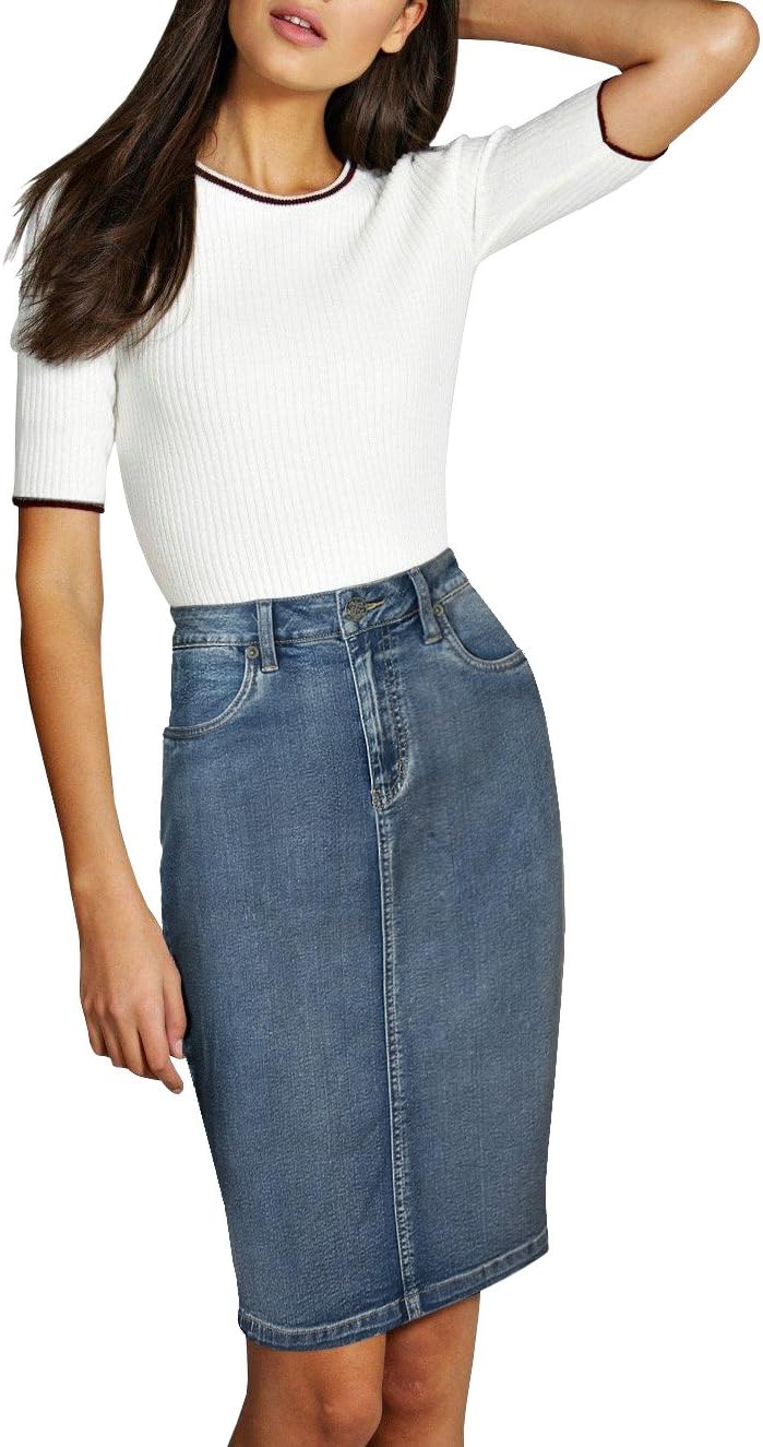 Lexi Womens Super Comfy Stretch Denim Skirt