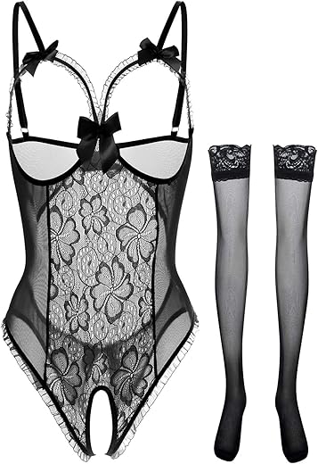 Lingerie For Women Sexy Teddy One-Piece Lace Babydoll Bodysuit Nightie Plus Size