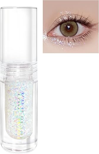 Liquid Glitter Eyeshadow, Pigmented, Long Lasting, Quick Drying, Easy To Apply, Loose Glitter Glue For Eye Crystals Makeup (Transparent Flashing Colorful Sequins 01)