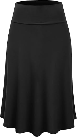 Lock And Love Women'S Solid Ombre Lightweight Flare Midi Pull On Closure Skirt S-Xxxl Plus Size