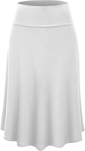 Lock And Love Women'S Solid Ombre Lightweight Flare Midi Pull On Closure Skirt S-Xxxl Plus Size