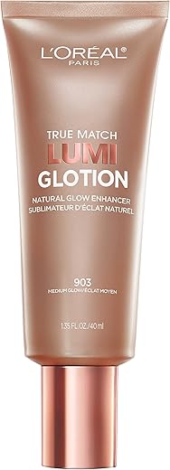 L'Oreal Paris Makeup True Match Lumi Glotion, Natural Glow Enhancer, Illuminator Highlighter, Bronzing Drops For A Sun-Kissed Glow, 903 Medium