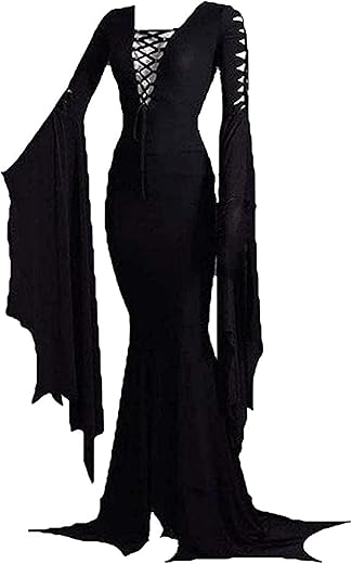 Lvcbl Halloween Vampire Costume Women Sexy Vintage Dress Gothic Witch Vintage Dress