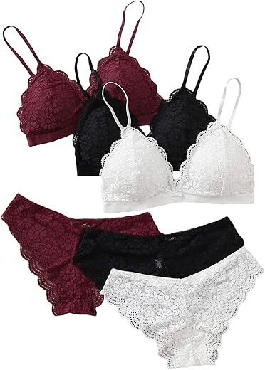 Makemechic Women'S Sexy Lingerie Set Lace Matching Bra And Panty Set