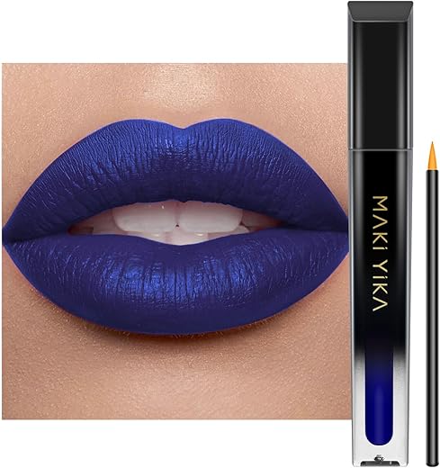 Maki Yika Dark Blue Lipstick For Women Color Stay Long Lasting Lipsticks, No Smudge Matte Liquid Lipstick Transferproof Cruelty-Free Lip Color | Charm Blue