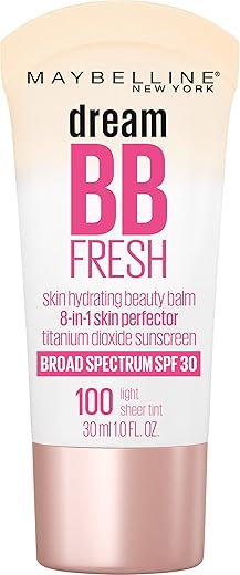 Maybelline Dream Fresh Skin Hydrating Bb Cream, 8-In-1 Skin Perfecting Beauty Balm With Broad Spectrum Spf 30, Sheer Tint Coverage, Oil-Free, Light, 1 Fl Oz