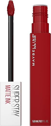 Maybelline Super Stay Matte Ink Liquid Lipstick Makeup, Long Lasting High Impact Color, Up To 16H Wear, Exhilarator, Ruby Red, 1 Count