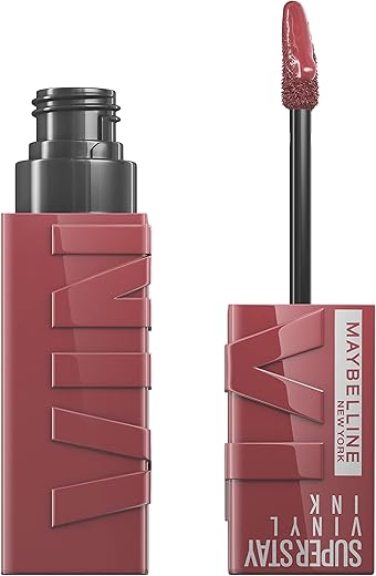 Maybelline Super Stay Vinyl Ink Longwear No-Budge Liquid Lipcolor Makeup, Highly Pigmented Color And Instant Shine, Witty, Mauve Nude Lipstick, 0.14 Fl Oz, 1 Count