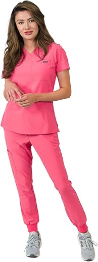 Medgear Women'S 1-Pocket Top Knit Rib Cuff Jogger Pants Set