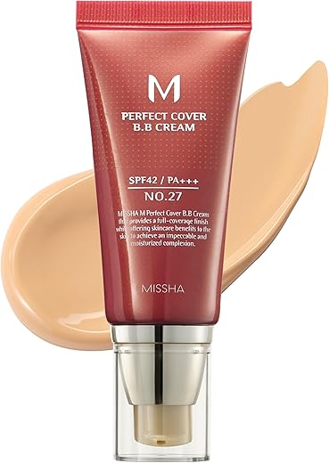 Missha M Perfect Cover Bb Cream No.27 Honey Beige For Medium/Tan Skin Spf 42 Pa +++ 1.69 Fl Oz - Tinted Moisturizer For Face With Spf