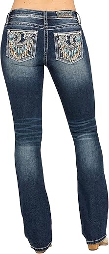 Miss Me Women'S Medium Crescent Moon Dreamcatcher Chloe Bootcut Jeans