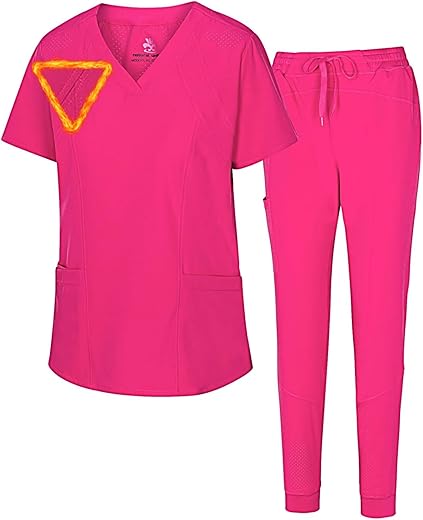 M&Amp;M Scrubs Womens' Cool 4-Way Stretch Jogger Scrub Set