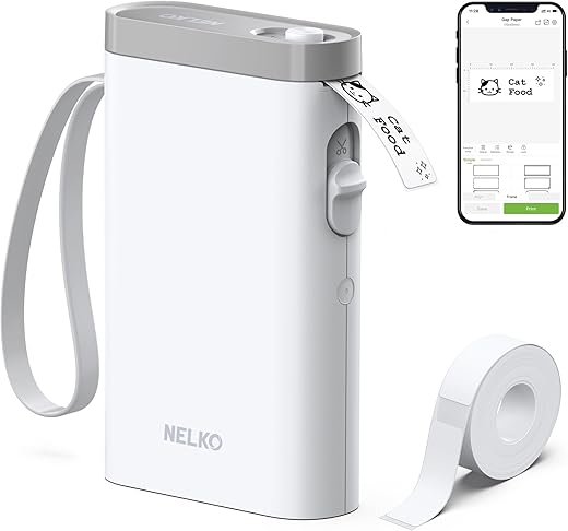 Nelko Label Maker Machine With Tape, P21 Bluetooth Label Printer, Wireless Mini Label Makers With Multiple Templates For Organizing Office Home, White