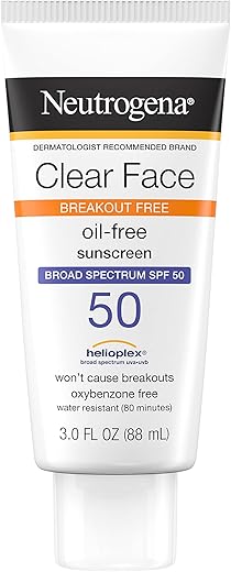 Neutrogena Face Sunscreen, Broad Spectrum Spf 50 Clear Face, Breakout Free Lotion, Fragrance- &Amp; Oxybenzone-Free, Non-Comedogenic, 3 Fl. Oz