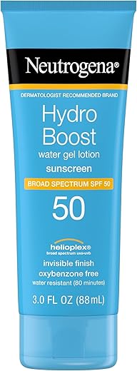 Neutrogena Hydro Boost Moisturizing Water Gel Sunscreen Lotion With Broad Spectrum Spf 50, Water-Resistant &Amp; Non-Greasy Hydrating Sunscreen Lotion, Oil-Free, 3 Fl. Oz