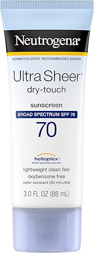 Neutrogena Ultra Sheer Dry-Touch Water Resistant And Non-Greasy Sunscreen Lotion With Broad Spectrum Spf 70, 3 Fl Oz (Pack Of 1)