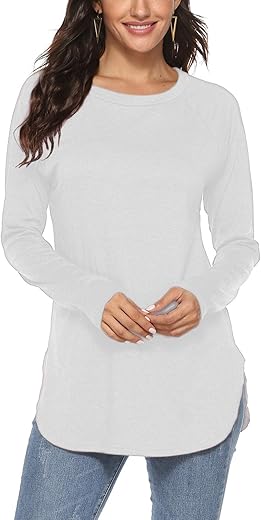 Newchoice Women'S Casual Batwing Long Sleeve T Shirt Round Neck Basic Loose Tunic Tops