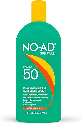 No-Ad Spf 50 Sunscreen Lotion | Broad Spectrum Uva/Uvb Protection Water Resistant | Octinoxate &Amp; Oxybenzone Free With Moisturizing Vitamin E And Aloe 16Oz