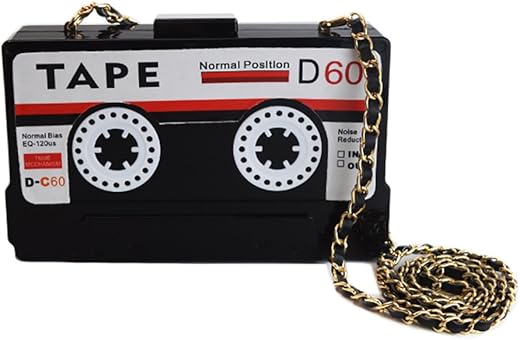 Qzunique Tape Shaped Shoulder Bag Radio Recorder Pu Crossbody Bag Women'S Retro Evening Bag Handbag Clutch Purse