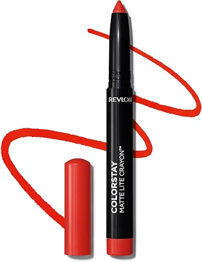 Revlon Colorstay Matte Lite Crayon Lipstick With Built-In Sharpener, Smudge-Proof, Water-Resistant Non-Drying Lipcolor, 009 Ruffled Feathers, 0.049 Oz