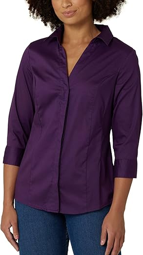 Riders By Lee Indigo Women'S Plus Size Easy Care ¾ Sleeve Woven Shirt