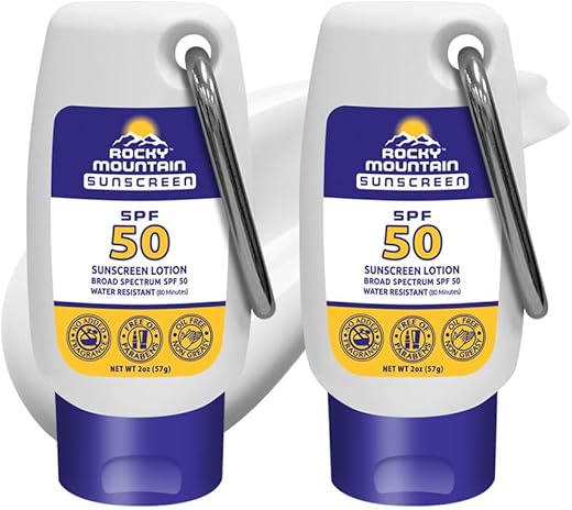 Rocky Mountain Sunscreen Spf 50 Lotion |Broad Spectrum Uva/Uvb Protection | Hawaii 104 Reef Act Compliant (Oxybenzone &Amp; Octinoxate Free)| Water Resistant 80 Min | Fragrance Free 2 Fl Oz (2-Pack)